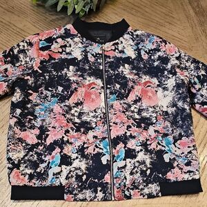 Floral Zip Up Jacket Size L